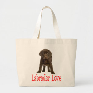 Love Chocolate Brown Labrador Retriever Puppy Dog Large Tote Bag