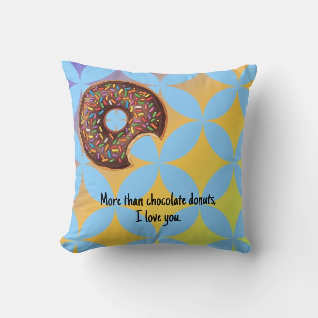 Love Chocolate Donuts Throw Pillow (Front)