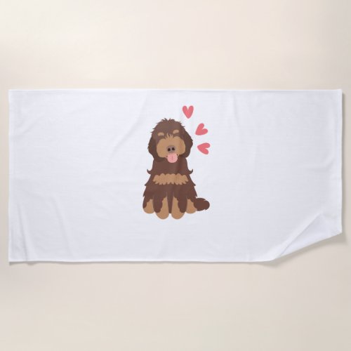 Love Chocolate Phantom Cockapoo Cavapoo Dog Beach Towel