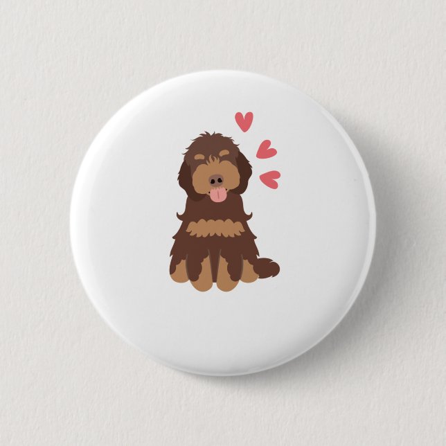 Love Chocolate Phantom Cockapoo Cavapoo Dog Button (Front)