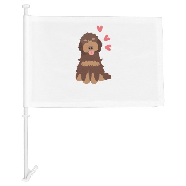 Love Chocolate Phantom Cockapoo Cavapoo Dog Car Flag (Front)