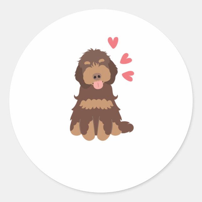 Love Chocolate Phantom Cockapoo Cavapoo Dog Classic Round Sticker (Front)