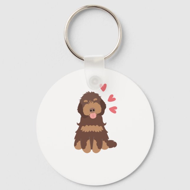 Love Chocolate Phantom Cockapoo Cavapoo Dog Keychain (Front)