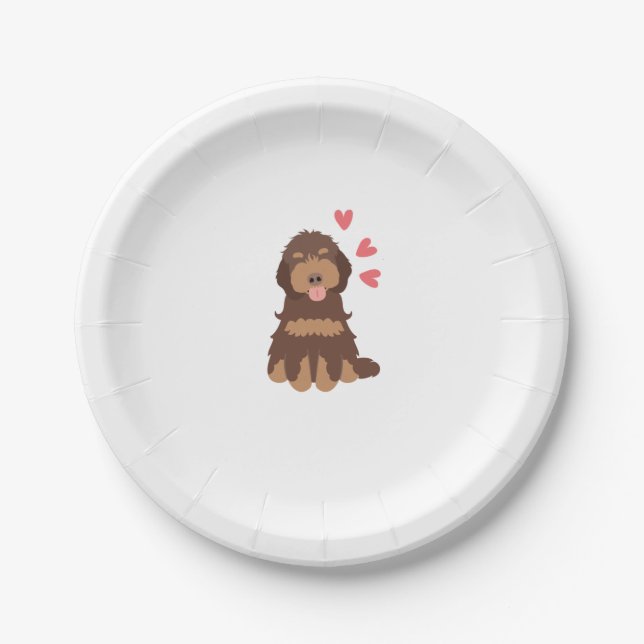 Love Chocolate Phantom Cockapoo Cavapoo Dog Paper Plates (Front)