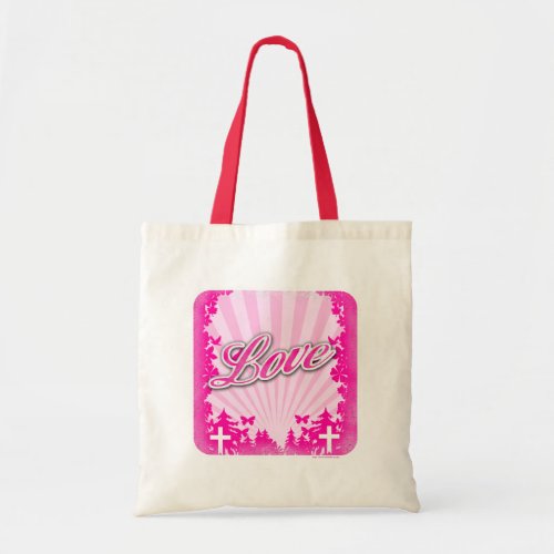 Love Christian Message Hot Pink Illustration Tote Bag