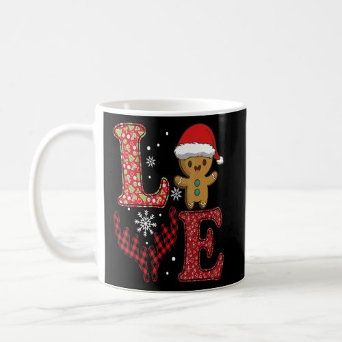 Love Christmas 2022 Buffalo Plaid Gingerbread Man  Coffee Mug