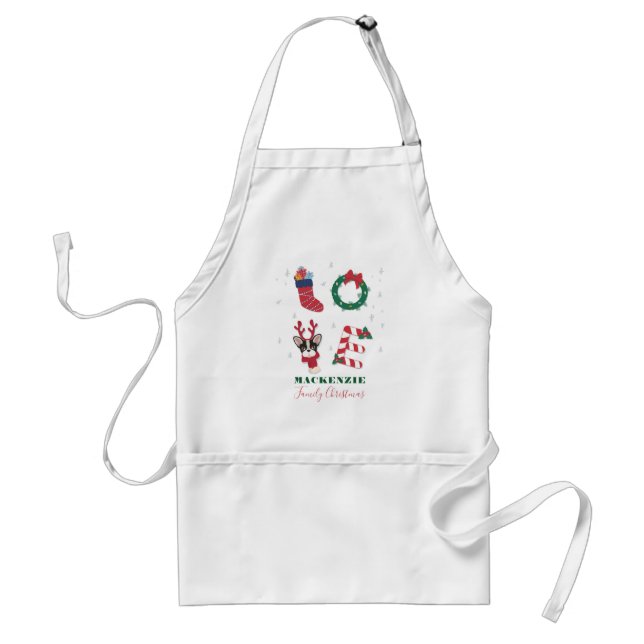 Love Christmas Matching Family Love Personalized Adult Apron (Front)