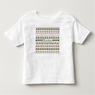 Love Christmas Motifs Pattern Green White Red Toddler T-shirt
