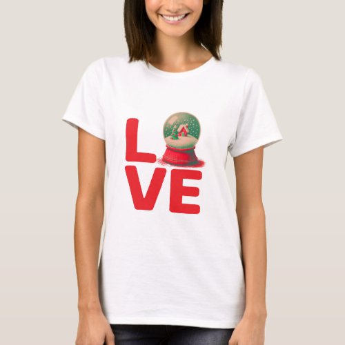 Love Christmas Snow Globe  T_Shirt