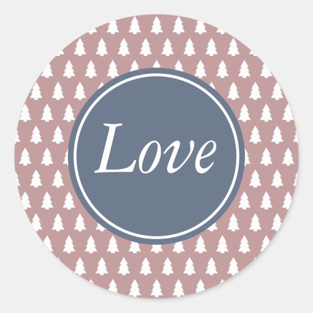 Love Christmas Tree Pattern Blue White Purple Rose Classic Round Sticker (Front)