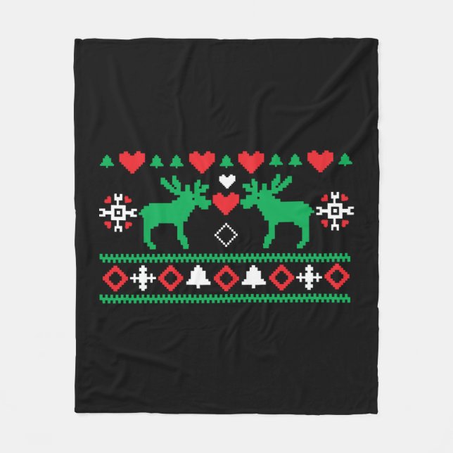Love Christmas Ugly Fleece Blanket (Front)