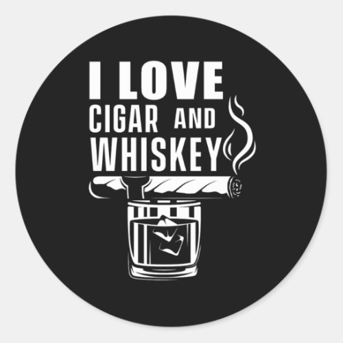 Love Cigar Whiskey Humidor Cigars Lover Gift Classic Round Sticker