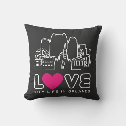 Love City Life In Orlando Throw Pillow