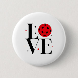 Love Ckleball Valentines Day Cute Red Heart  Button