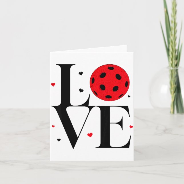 Love Ckleball Valentines Day Cute Red Heart  Card (Front)