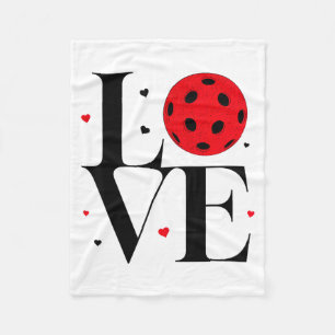 Love Ckleball Valentines Day Cute Red Heart Fleece Blanket