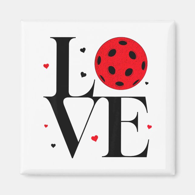 Love Ckleball Valentines Day Cute Red Heart  Magnet (Front)