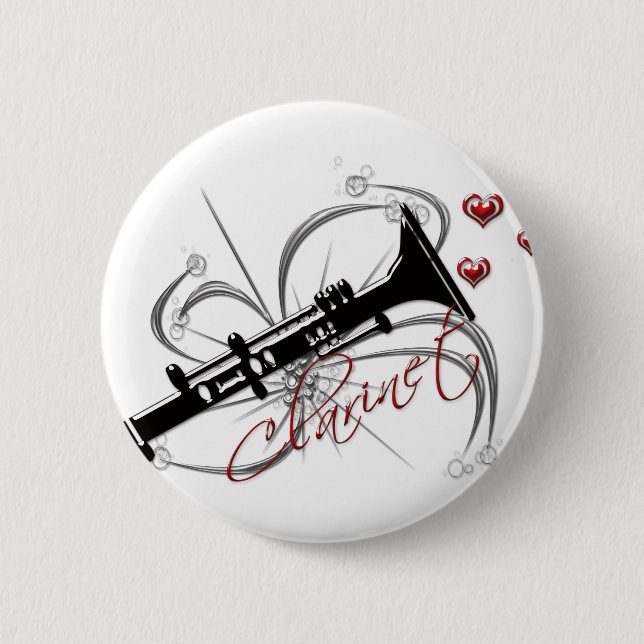 Love Clarinet Pinback Button (Front)