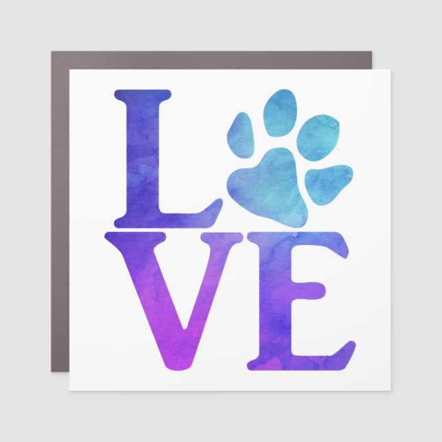 Love Classic Blue and Purple Car Magnet (Front)