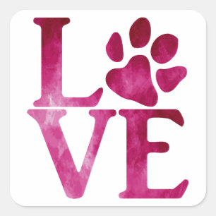 Love Classic Bright Pink Square Sticker