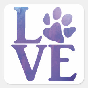 Love Classic Purple Square Sticker
