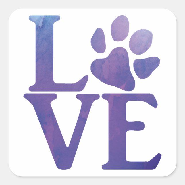 Love Classic Purple Square Sticker (Front)