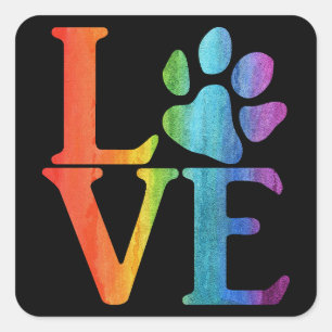 Love Classic Rainbow Square Sticker