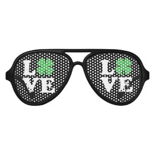 Love Clover Black Aviator Sunglasses