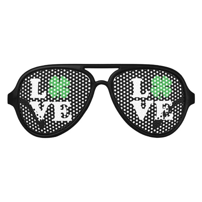 Love Clover Black Aviator Sunglasses (Front)