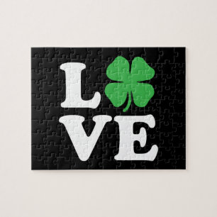 Love Clover Black Jigsaw Puzzle