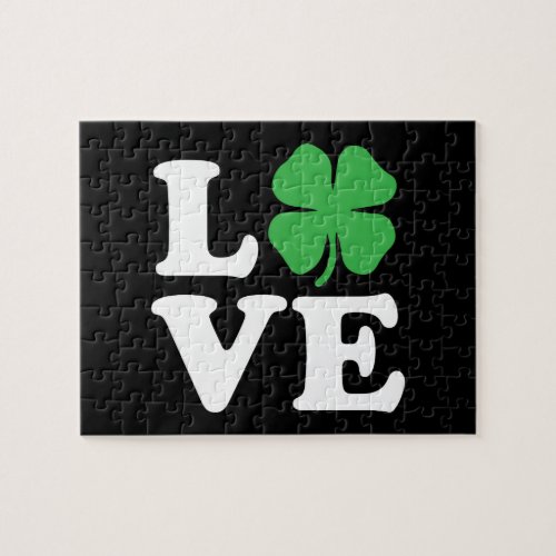 Love Clover Black Jigsaw Puzzle