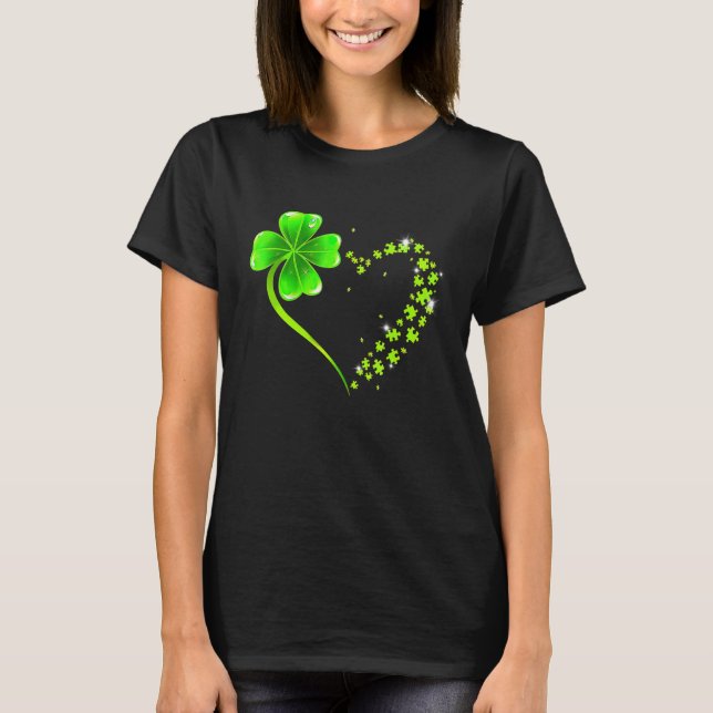 Love clover shamrock heart lucky charm irish St pa T-Shirt (Front)