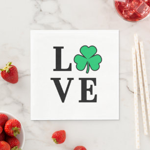 LOVE Clover Shamrock Ireland St Patrick Party Napkins