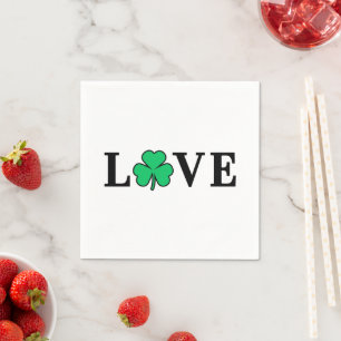LOVE Clover Shamrock Ireland St Patrick text based Napkins