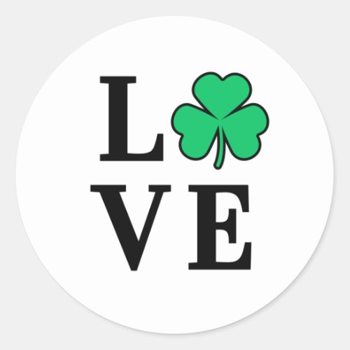 LOVE Clover Shamrock Ireland St Patricks Party Classic Round Sticker