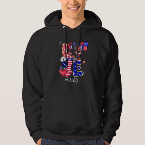 Love Cna Balloons Usa Flag 4th Of July Hoodie