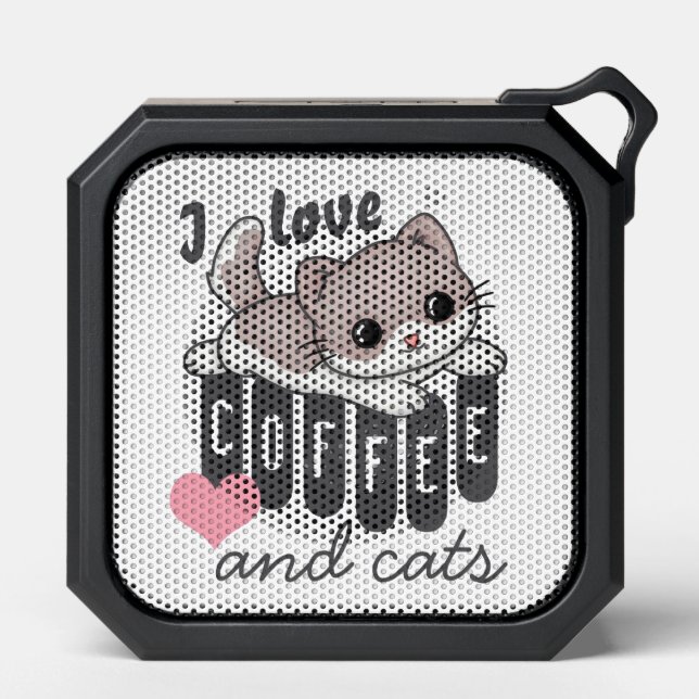 Love Coffee and Cats Cute Bluetooth Speaker (Front)