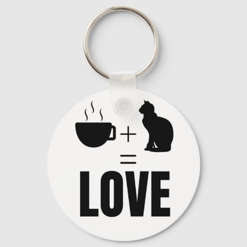 Love Coffee Cat Quote Silhouette Keychain