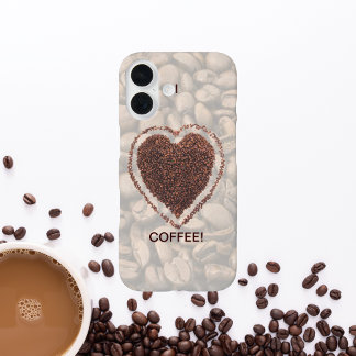 Love Coffee Heart Coffee Beans iPhone 16 Case