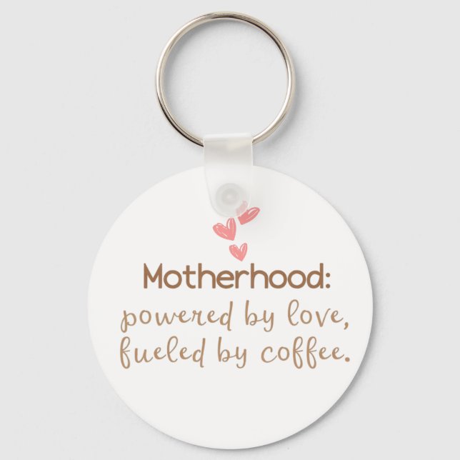 Love & Coffee Mom Life Typography Print Keychain (Front)