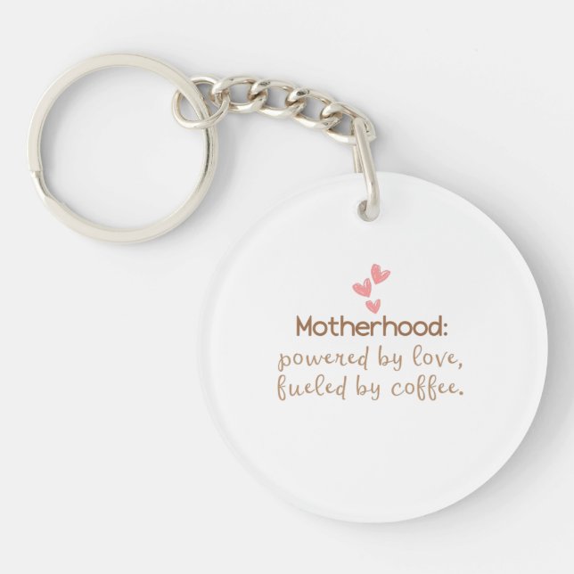 Love & Coffee Mom Life Typography Print Keychain (Front)