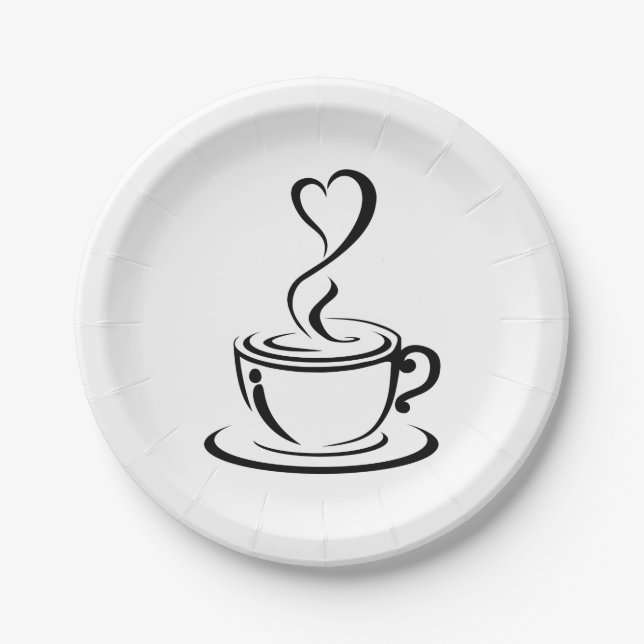 Love Coffee Paper Plates (Front)