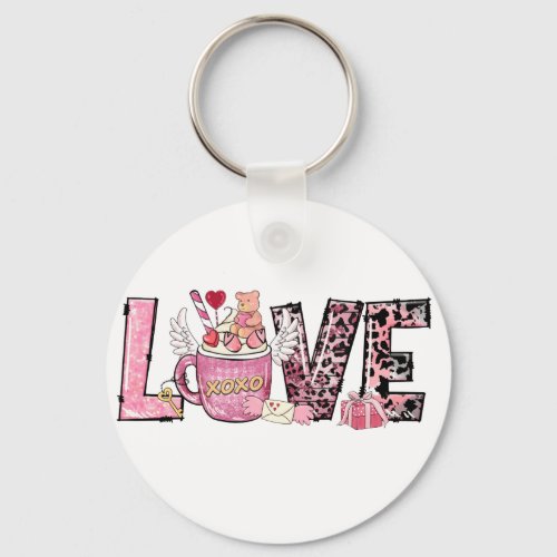 Love Coffee Valentines Day Keychain