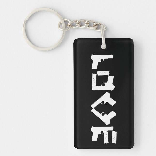 LOVE Collection White 2 sided Monogram Keychain (Front)
