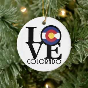 LOVE Colorado Ceramic Ornament