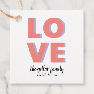 Love Colorblock Gift Tag in Purple & Orange Stripe