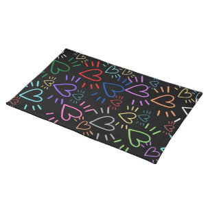 Love Colored Hearts Cloth Placemat