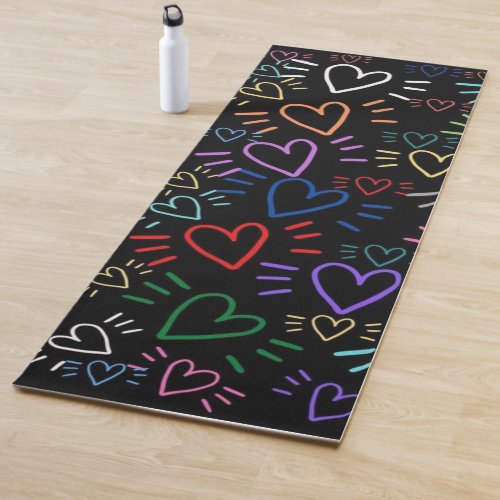 Love Colored Hearts Yoga Mat