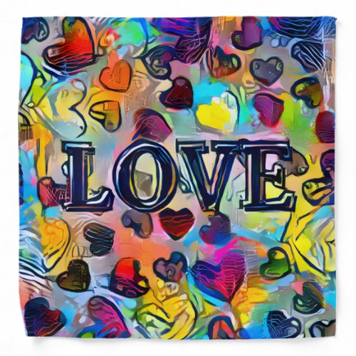Love  Colorful Abstract Bandana