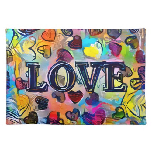 Love  Colorful Abstract Cloth Placemat